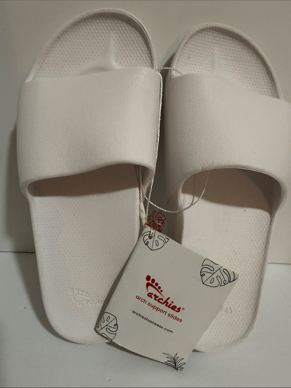 Archie’s Unisex Women's White Arch Support Slide Sandals Size 5